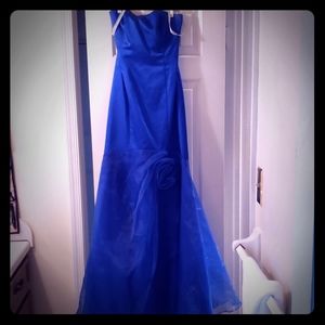 Strapless blue ball gown